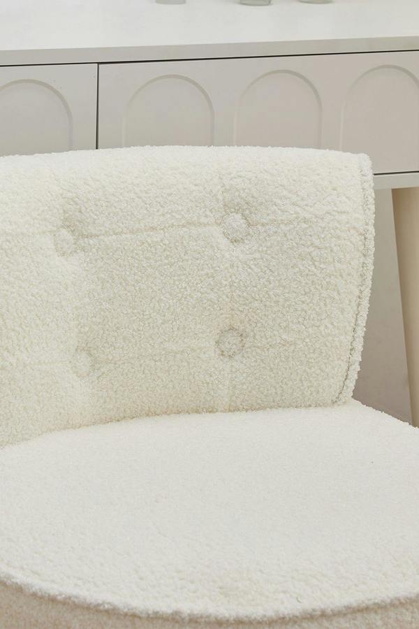 Living and Home Teddy Fleece Upholstered Vanity Stool