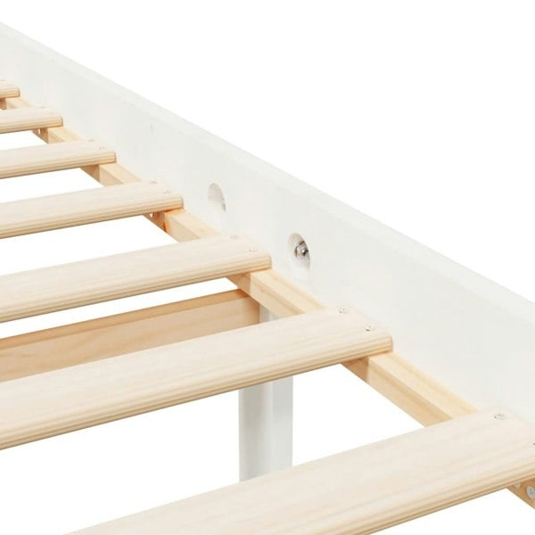 Berkfield Bed Frame with Headboard White Double Solid Wood