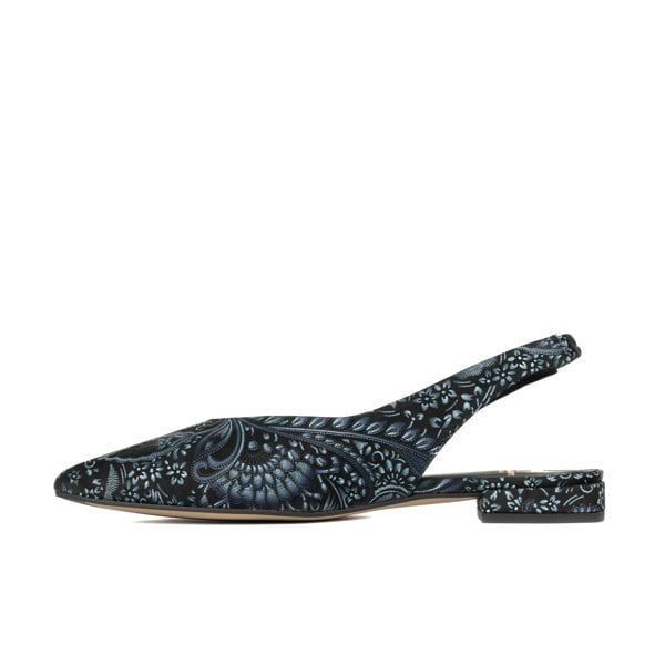 Embassy London Holly - Navy Floral - Women's leather almond toe flat slingback in vibrant print