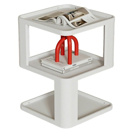 Havendro 3-Tier Geometric Creative Display Side Table Bedside Cabinet Space-Saving Design - white - plastic