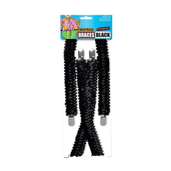Bristol Novelty Unisex Adults Sequin Braces - Black - 