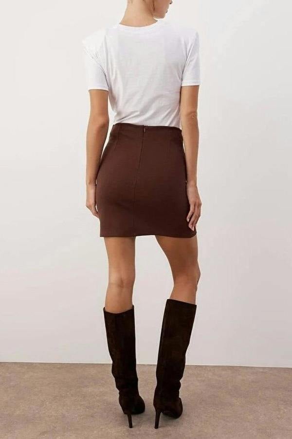 WOVCOR Mini Knit Skirt with Stone Details