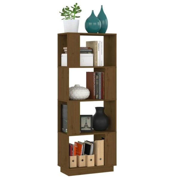 Berkfield Book Cabinet/Room Divider Honey Brown 51x25x132 cm Solid Wood Pine