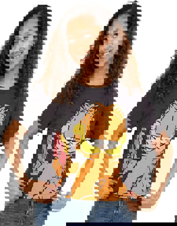 Garfield Womens Grey Character Cropped Short Sleeved T-Shirt