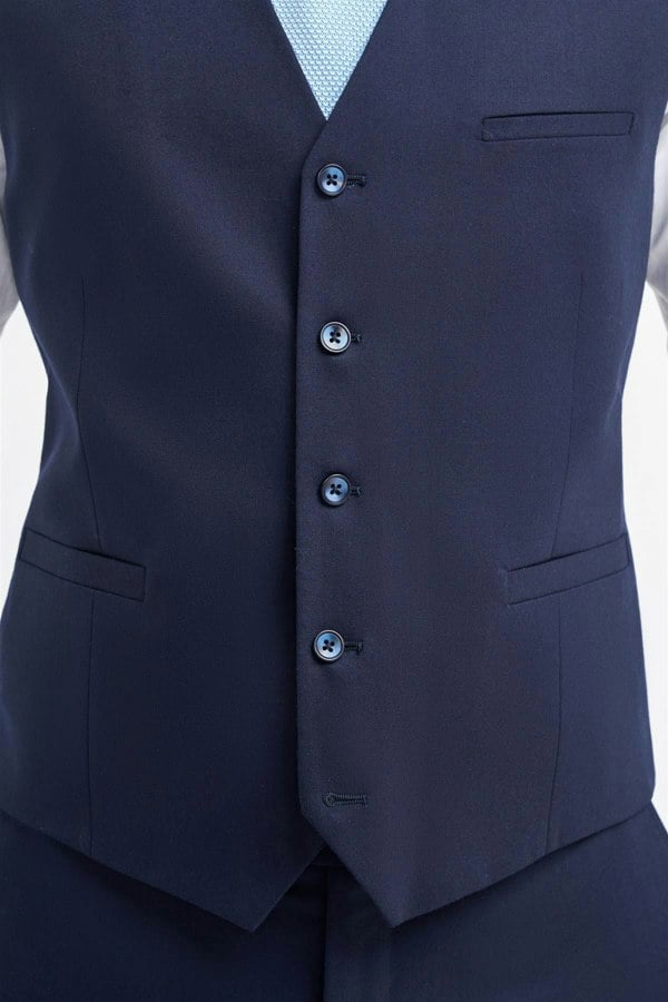 House of Cavani James Navy Super 130s Wool Waistcoat