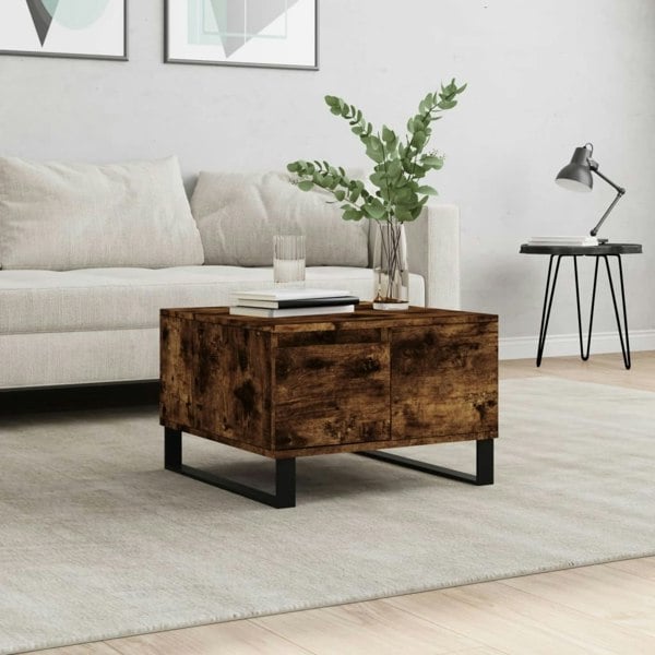 Berkfield Coffee Table Smoked Oak 55x55x36.5 cm Engineered Wood