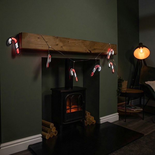 Samuel Alexander 1.75m 6 Infinity Hanging Christmas Candy Cane Garland with Red and White LEDs