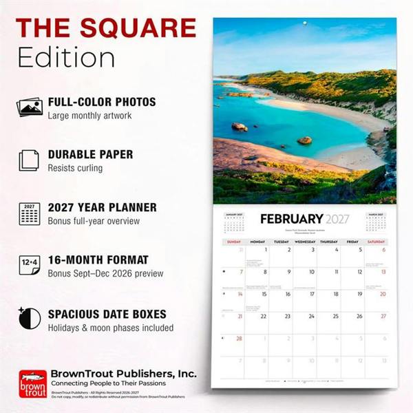 Australian Beaches Calendar 2027, Wall Calendars, Month To View, Travel, Gift