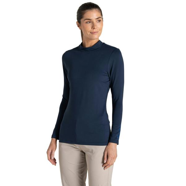 Craghoppers Womens/Ladies Nosilife Mock Neck Long-Sleeved Golf T-Shirt - Blue Navy - 