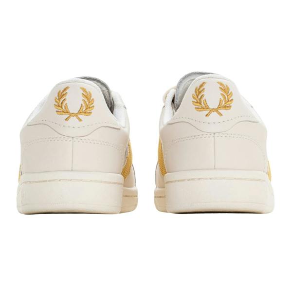 Fred Perry B721 Leather Tape Detail Ecru Trainers UK 6