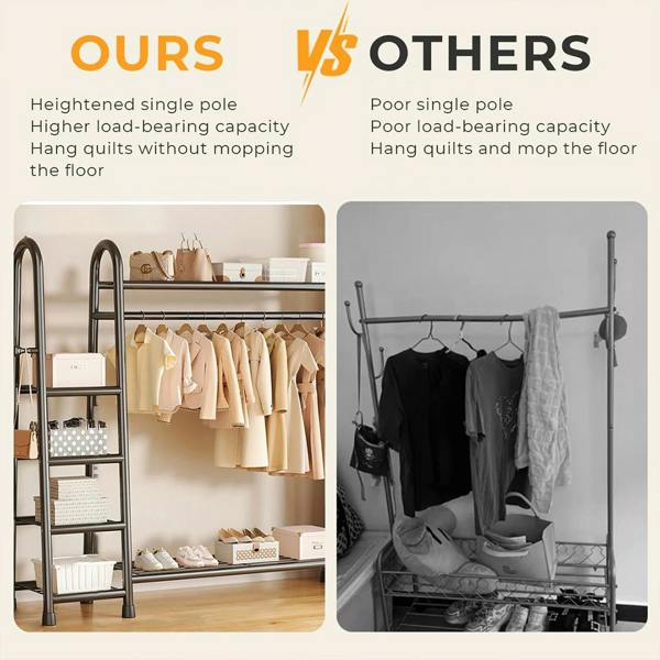 Havendro Heavy Duty Open Wardrobe Double Clothes Rail Garment Hanging Stand