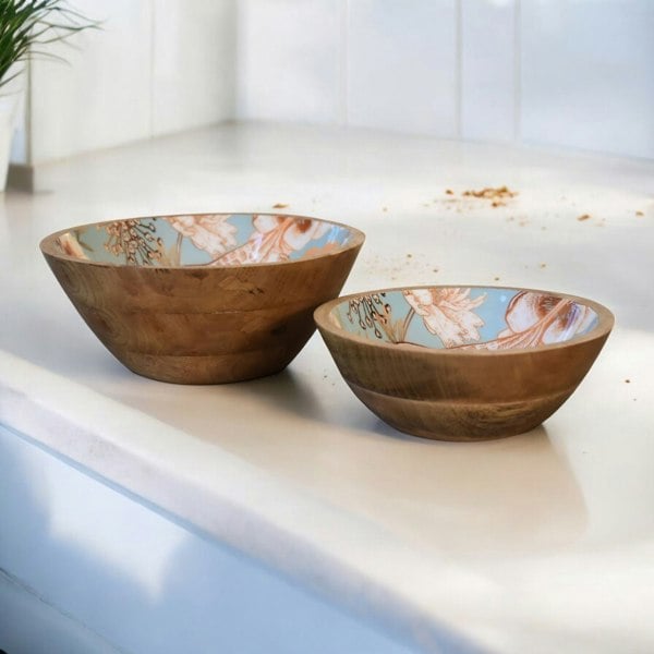 Artisan Furniture Floral Bird Bowl Set of 2