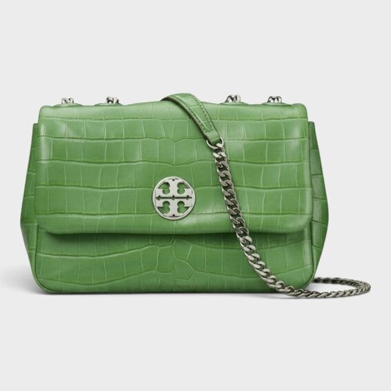 Tory Burch Willa Embossed Small Shoulder Bag Green