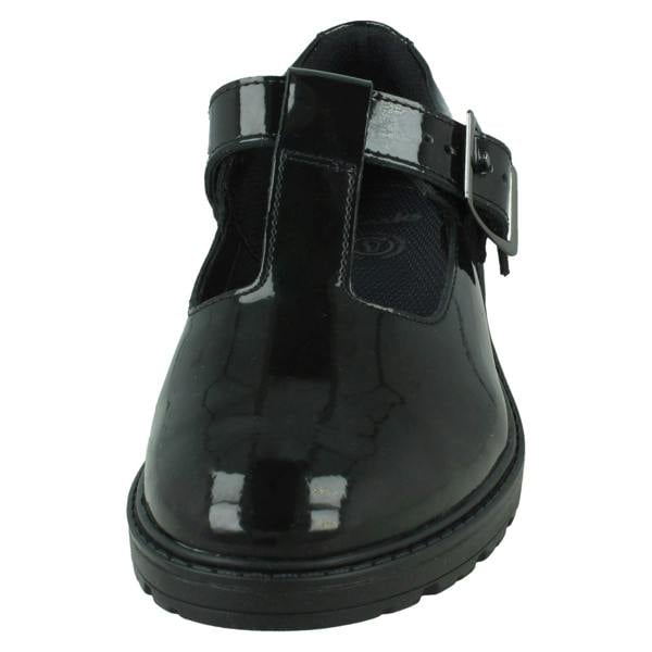 Clarks Girls Clarks T-Bar School Shoes Loxham Shine