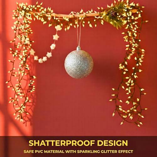 2cm Silver Glitter Christmas Bauble for Tree, Home and Seasonal Decorative Displays image 6