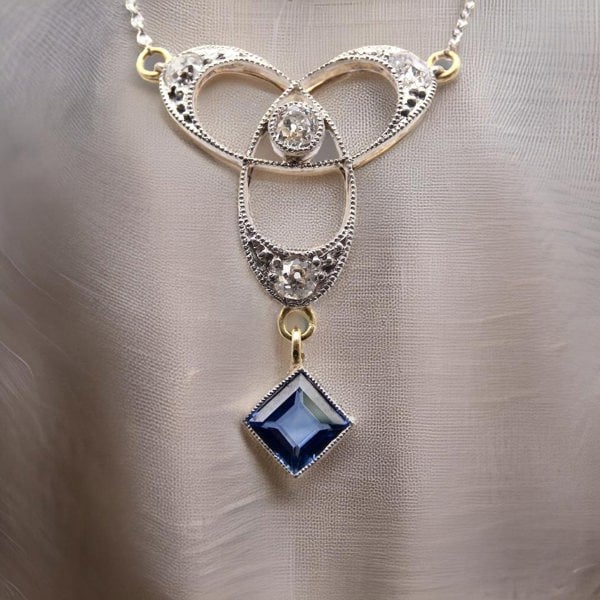  Edwardian Sapphire and Diamond Pendant