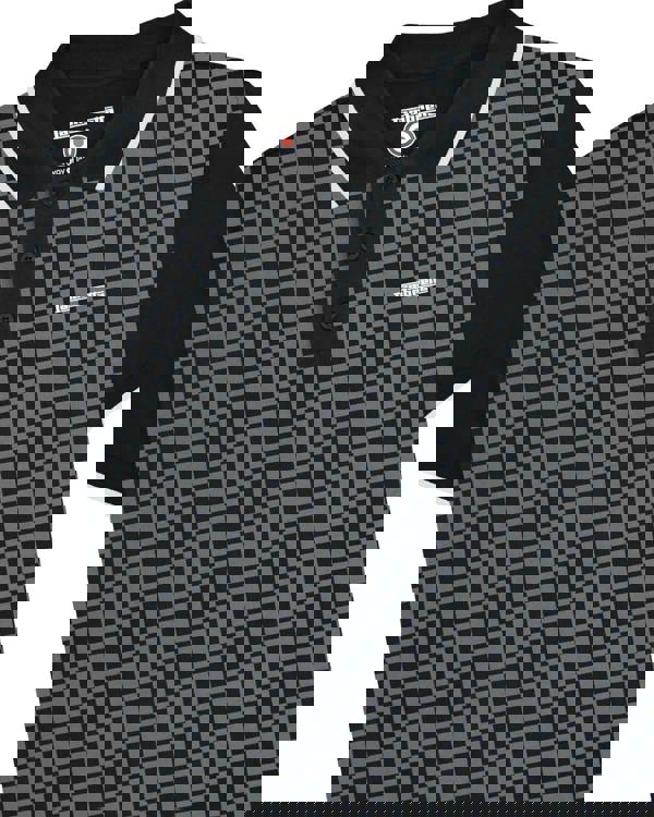 Lambretta Mens Checkered Casual Retro Mod Ska Black Polo Shirt