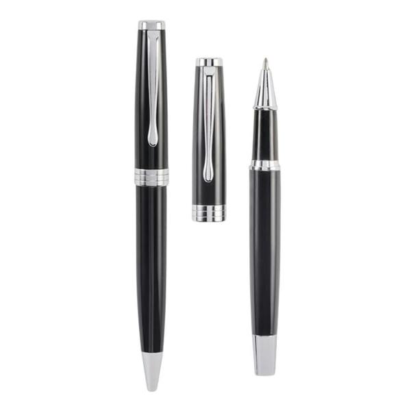MidOcean Lyon Pen Set (Pack of 2) - Black/Silver - 