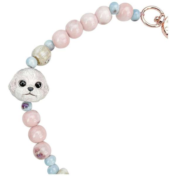 Nimmy Friends Nimmy Big Eye Cute Pet Bischon Fraise Dog Mobile Phone Chain Bag Charm Ceramic Bracelet Pink - N-XDY-SL-02