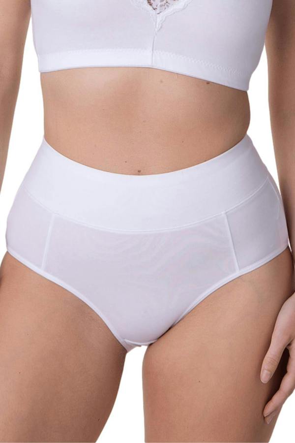 Camille Womens Four Pack Elasticated High Waisted Cotton Comfort Briefs White