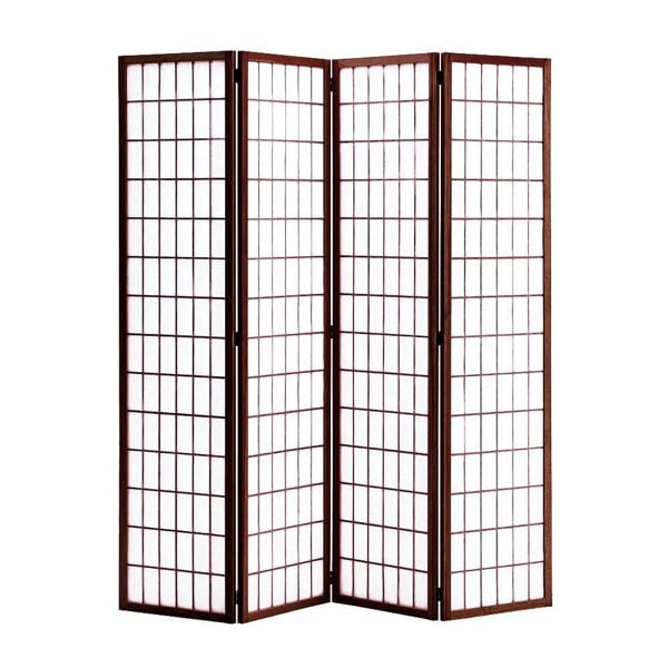 4-Panel Solid Wood Folding Room Divider Screen Coffee Living and Home 