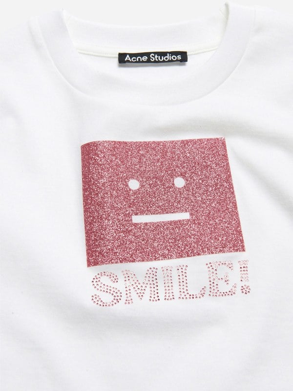 Acne Studios Kids Nash Smiling Face T-Shirt in White