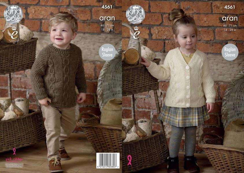 King Cole Fashion Knitting Pattern 4561, Tops, Cardigans for Kids, 18 - 28 Inches - Advanced