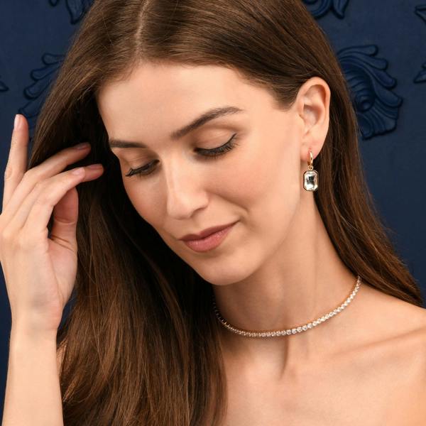 Zavana 4mm Wide Gold Tennis Choker Necklace With Clear Cubic Zirconia Stones