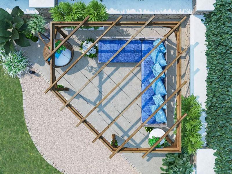 Dunster House Wooden Corner Pergola Kit 3m x 3m Utopia Diamond (W10' x D10')