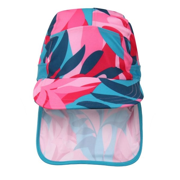 Regatta Protect II Tropical Leaves Sun Hat - Tahoe Blue/Pink