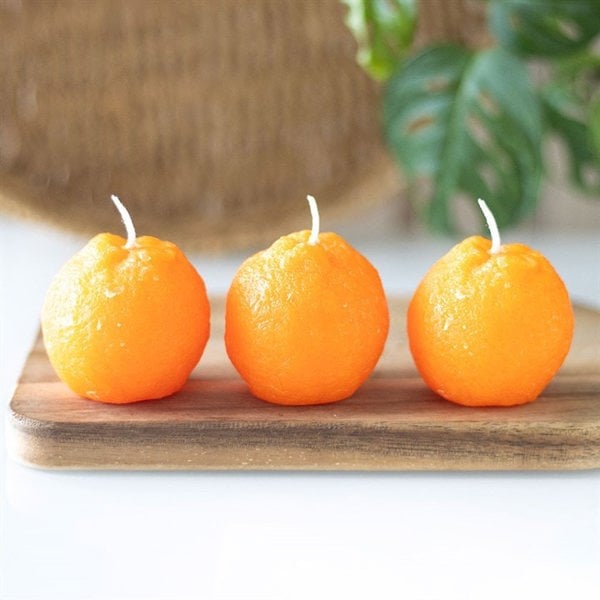 Serano Set of 3 Orange Shaped Candles