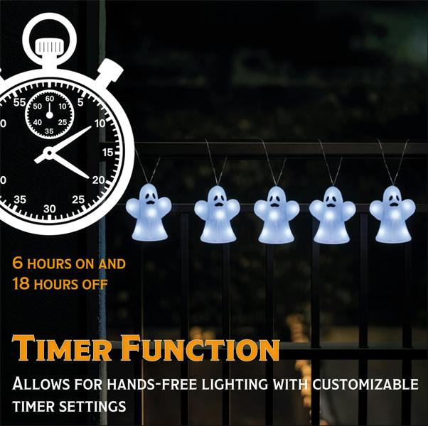 Fxlab Set of 5 Acrylic Ghost Lights with 40 White LED Outdoor Battery Decoration Timer