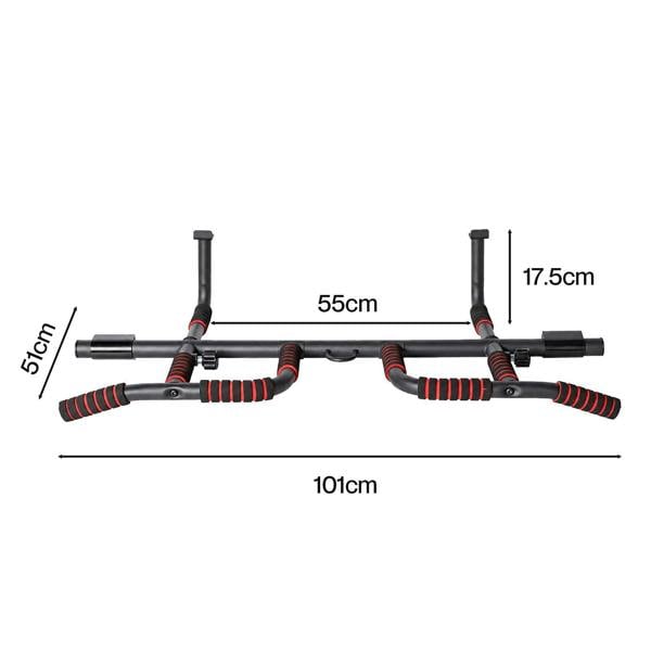 Centra Pull Up Bar Doorway No Drill 200kg Heavy Duty Carbon Steel for Home Black