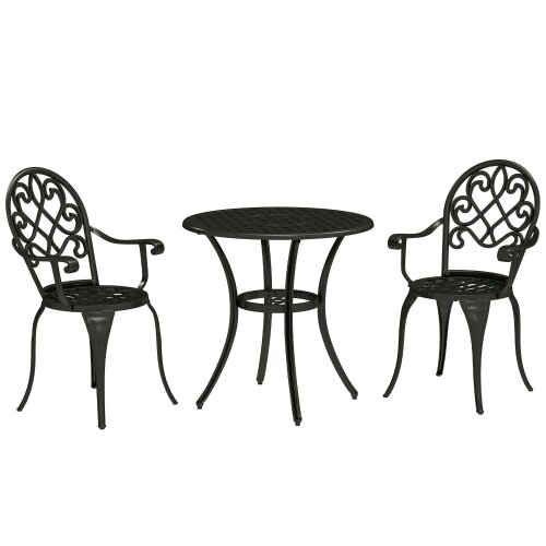 Wyld Haus Ninette Aluminium Black 3 Piece Garden Bistro Set