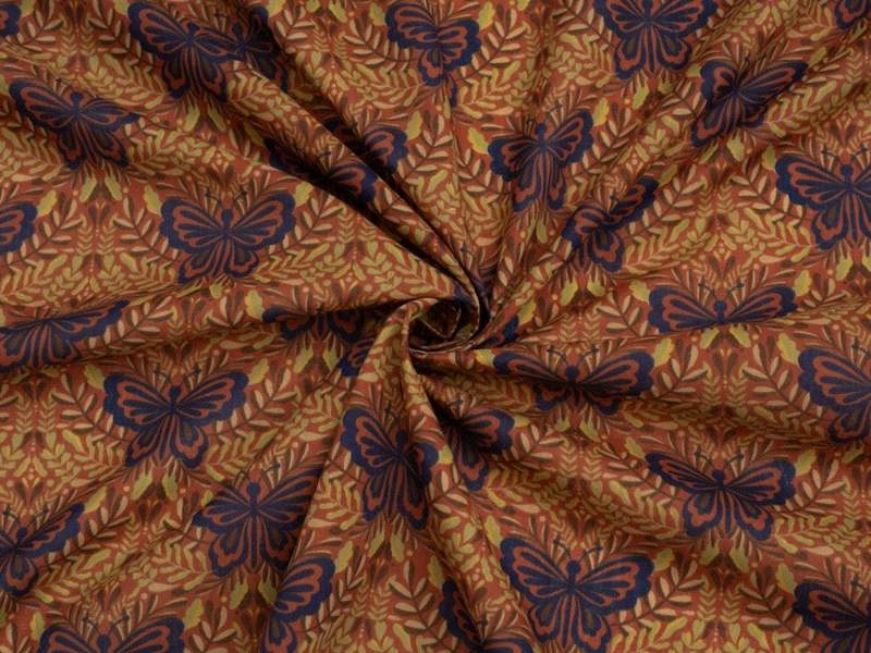 Minerva Core Range Printed Polycotton Fabric - Butterflies Design Dressmaking Fabric, 110 cm / 44" Wide - per metre