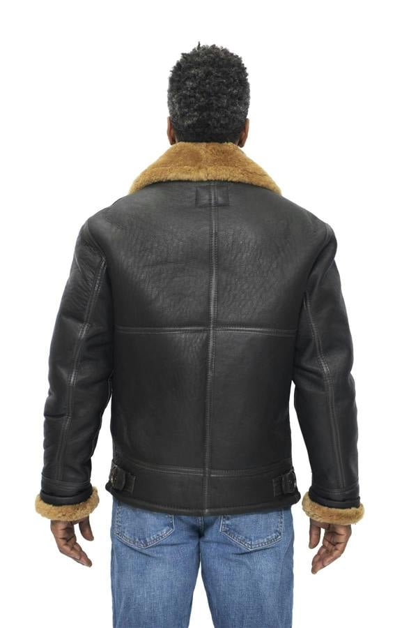 Infinity Leather Mens B3 WW2 Leather Sheepskin Aviator Flying Jacket-Hartland