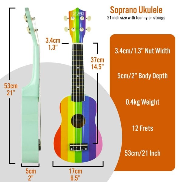 3rd Avenue Soprano Ukulele Ukuleles#Colour_Rainbow