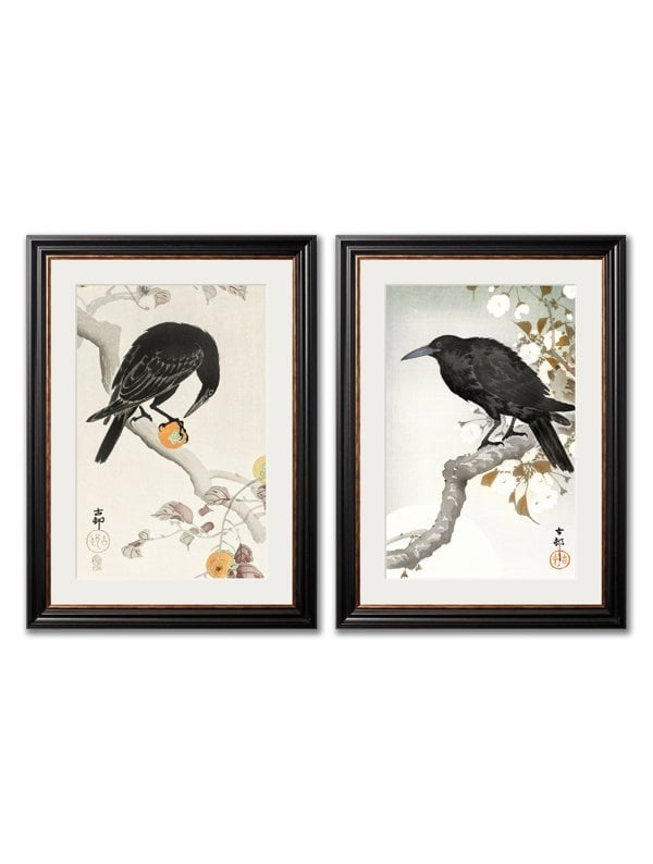 Exceptional Art c.1910 Crows - Ohara Koson
