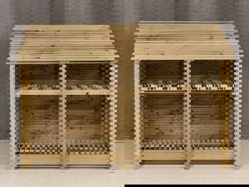 Arbor Garden Solutions Wooden Log Store with Shelf W-187cm, H-126cm or 180cm, D-88cm