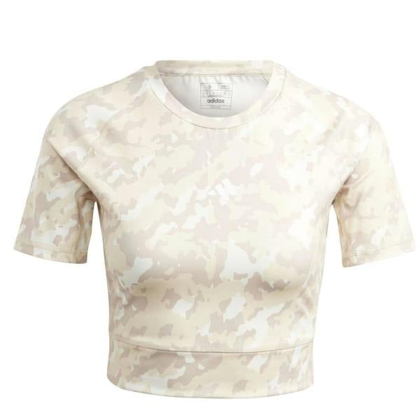 Adidas Womens/Ladies Camo All-Over Print Tight T-Shirt - Taupe - 