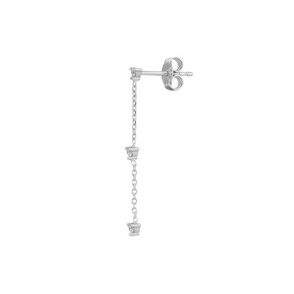Spero London Fine Triple Diamond Drop Single Earring 14ct Solid Gold