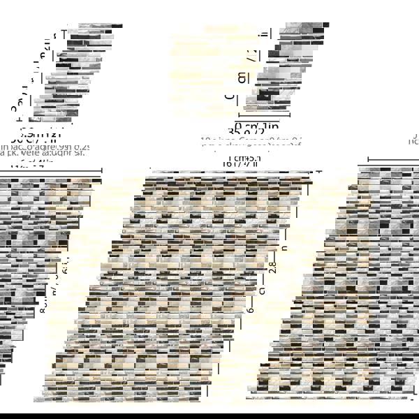 WT3D1825 - Brown Stone Glossy Mosaic 3D Tile Sticker 30.5 x 30.5cm (12 x 12 in) - 10pcs in a pack