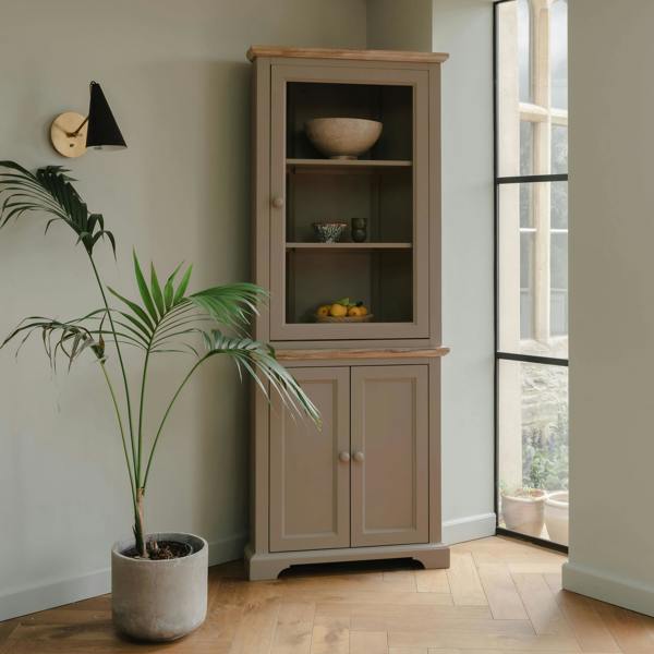 Statement Furniture Florence Corner Display Cabinet, Glass Door Assembled Dresser