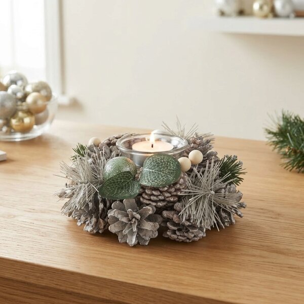 Garden Greatness Festive White Cone Tealight Holder Centrepiece