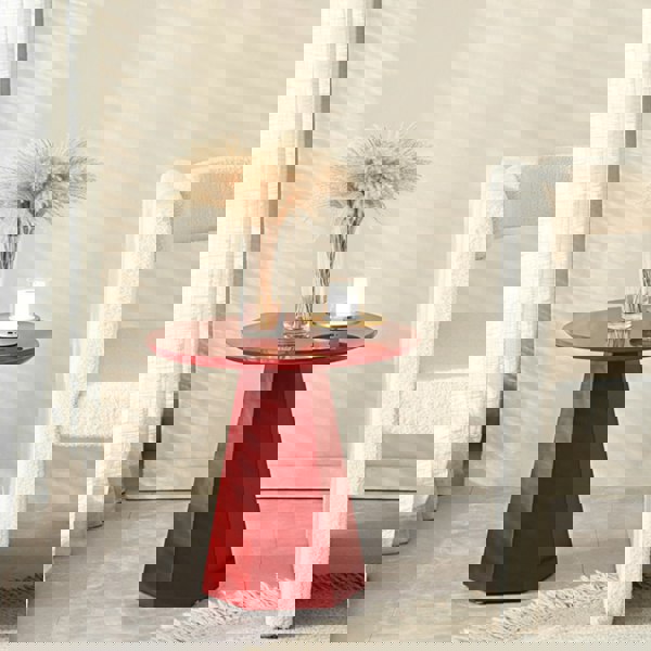 Melpomene Round Side Table, Red-Weilai Concept-Weilai Concept