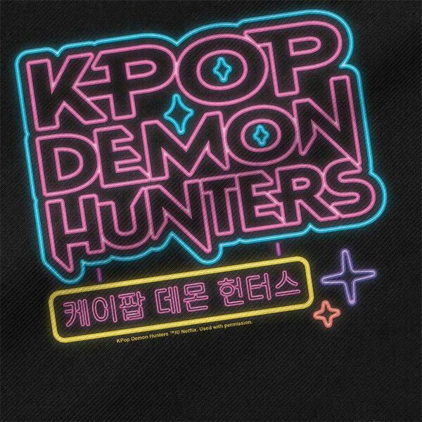 K-Pop Demon Hunters Glowing Lights Travel Logo Tote Bag - Black