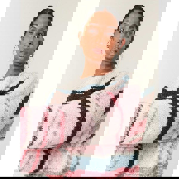 Blue Vanilla Colourful Block Horizontal Stripes Jumper