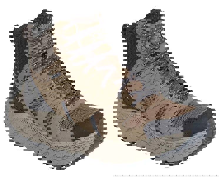 Karrimor Kestrel Mid Mens Casual Walking Trail Hiking Outdoor Ankle Boots, rugged tan and black hiking boot with waterproof features and cushioned sole for outdoor activities.