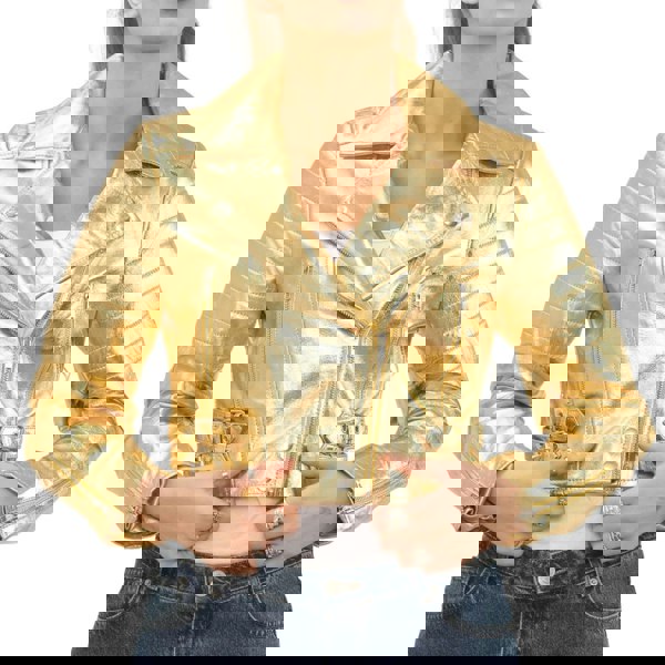 Infinity Leather Women's Real Leather Short Cropped Length Biker Jacket