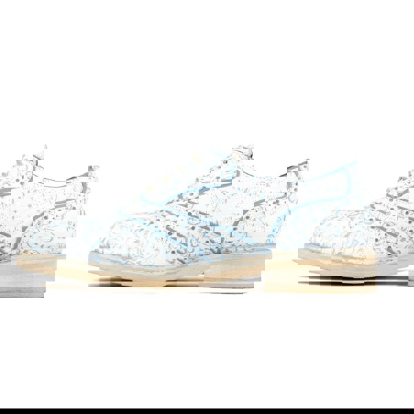 Embassy London Brick Lane - White Flowers - Women's contrast leather lace-up brogue